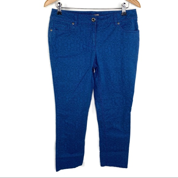 Chico’s Blue Paisley Ankle Pant Chico size 0 converts to a small. - Picture 1 of 4
